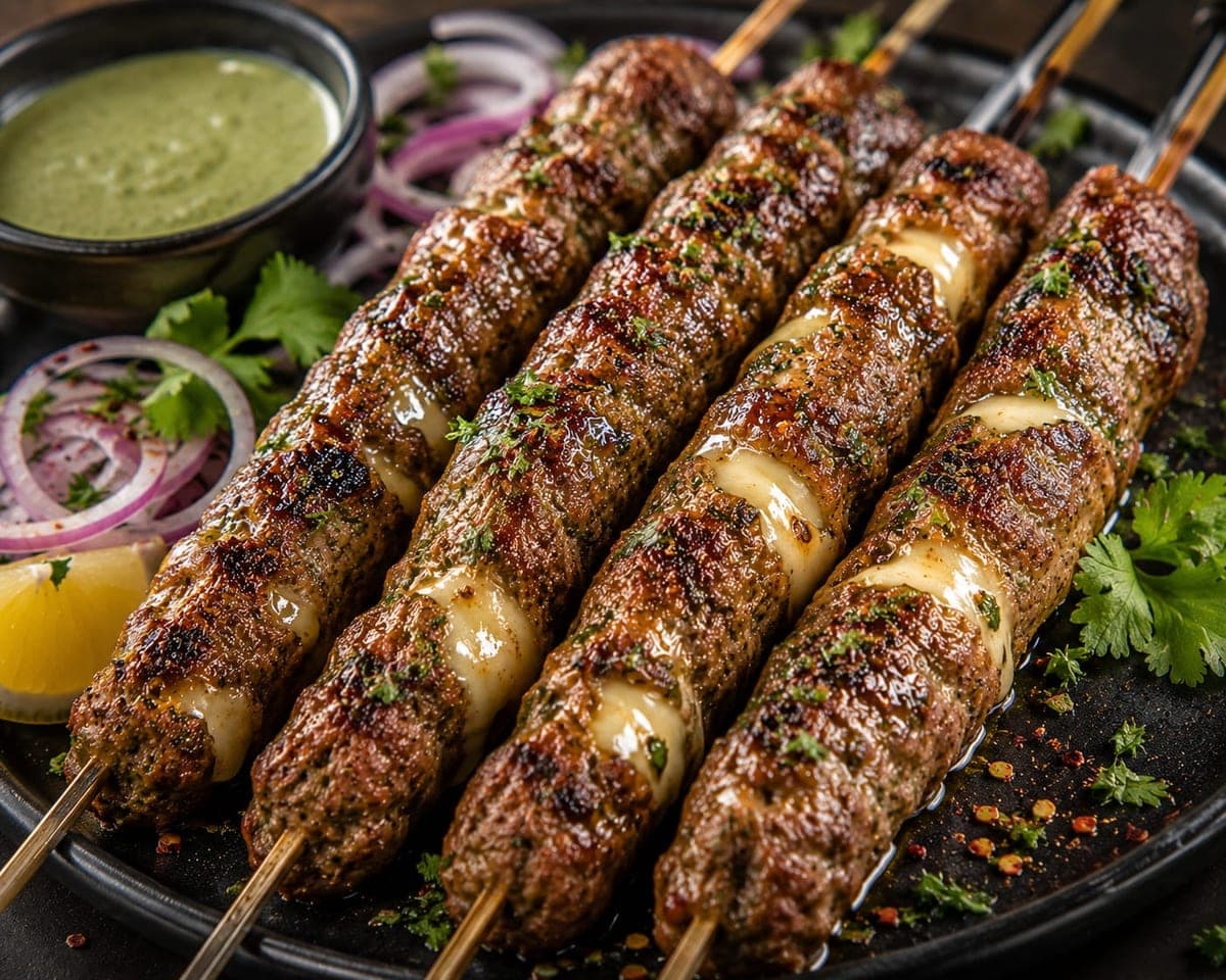 Cheesy Mutton Seekh Skewers